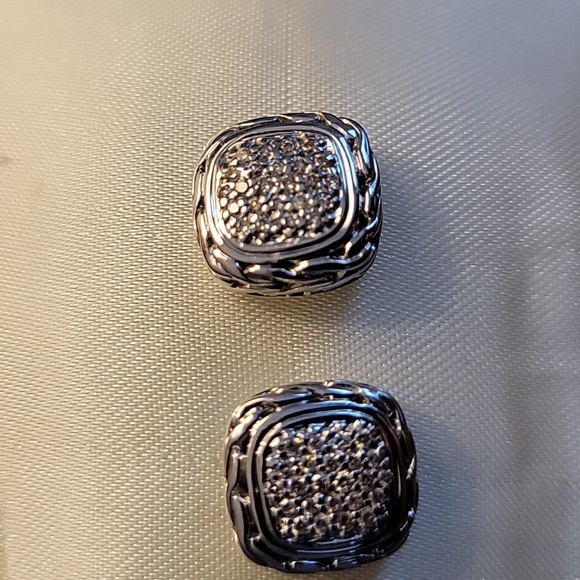 Authentic John Hardy Carved Design Diamond Earrings - Picture 2 of 7